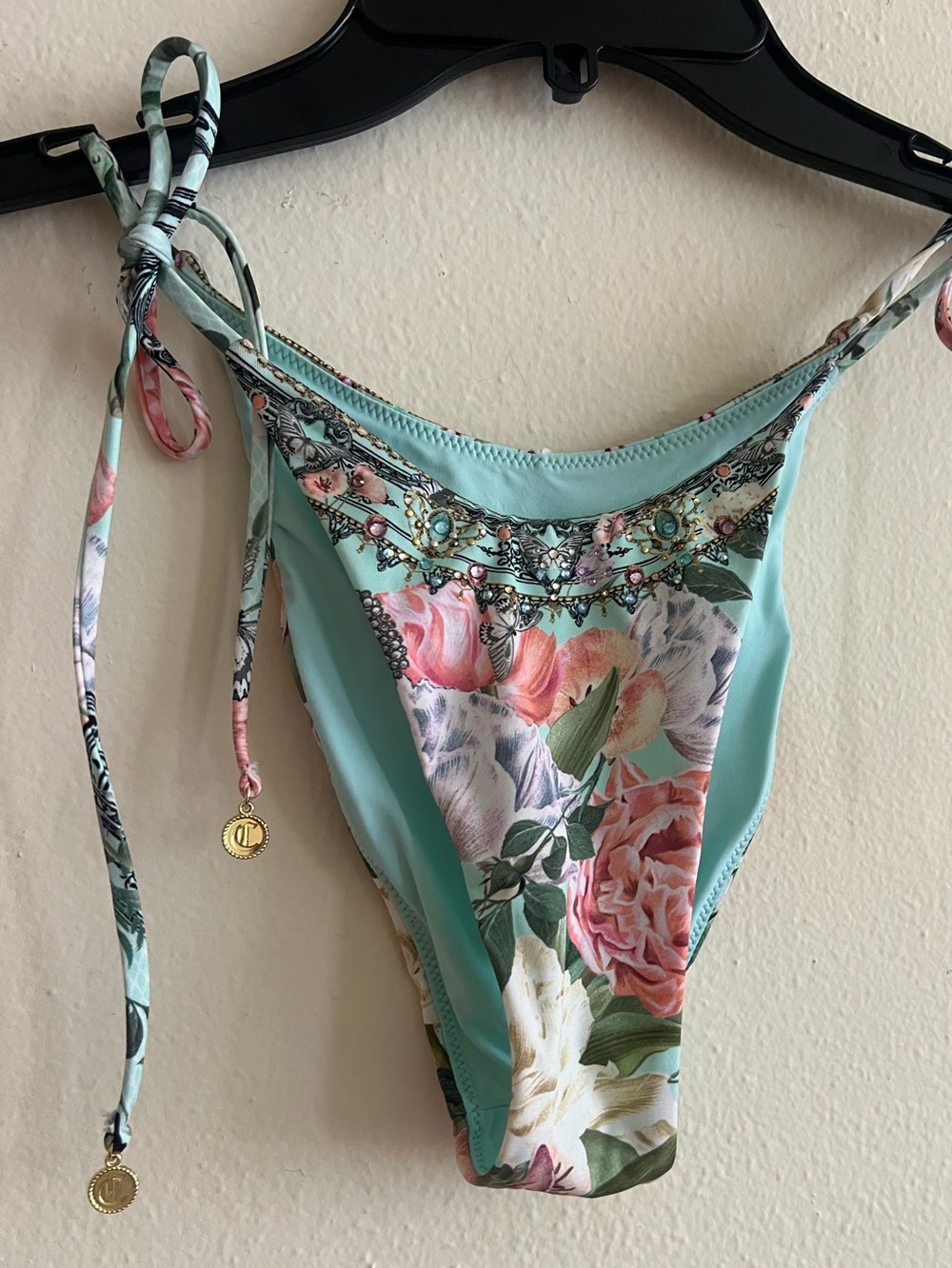 New Camilla Per Roman Side Tie Skimpy Bikini Pant Size Small Crystal - Picture 11 of 13